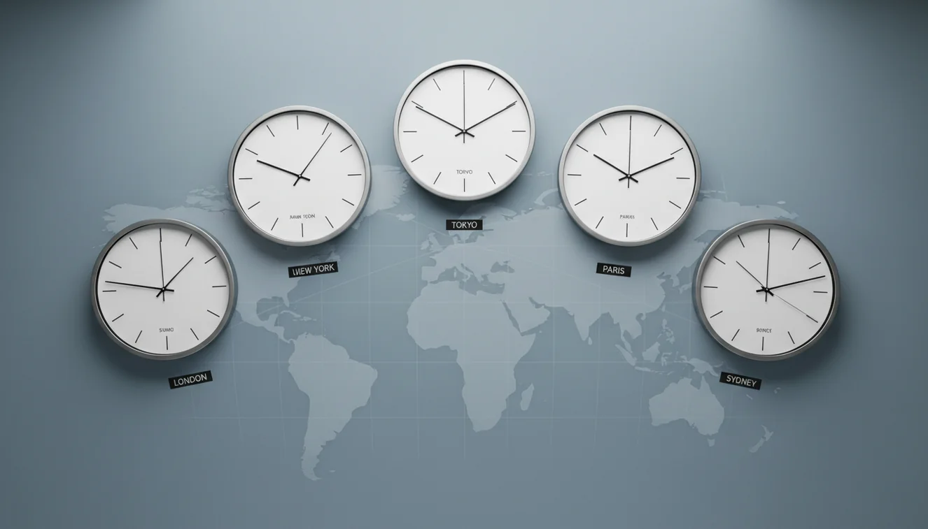 Global current time displayed across major world cities